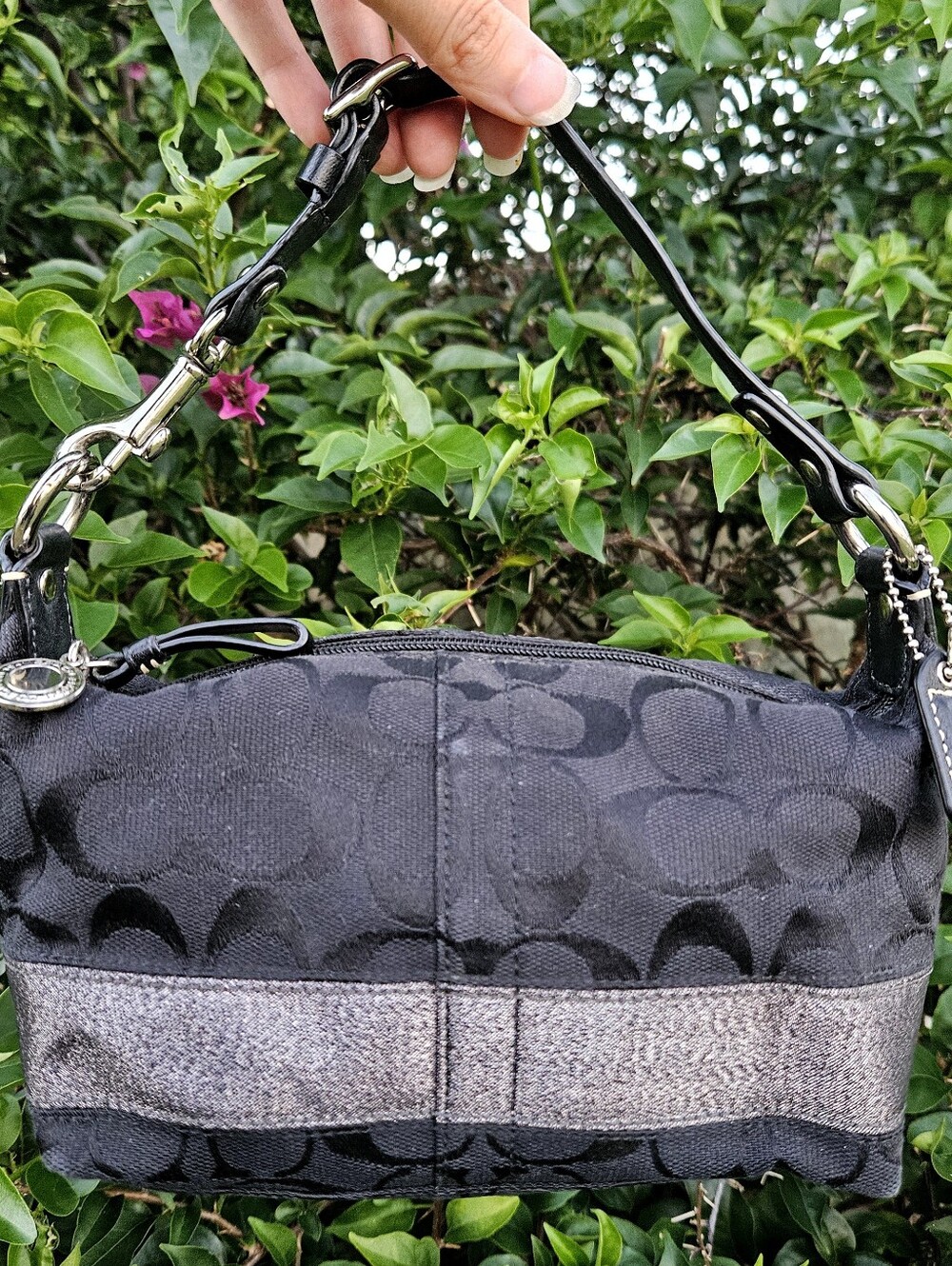 Coach 40757 Signature Stripe Shoulder Bag Legacy Lining Y2K Medallion